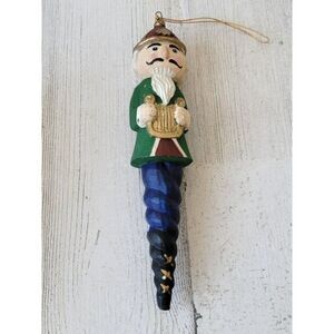 Nutcracker harp sickle folk art ornament Xmas decor